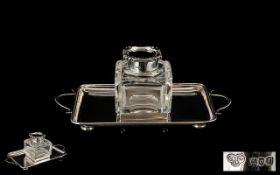 Edwardian Period Pleasing Silver Inkstand.