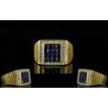 18ct Gold Sapphire and Diamond Set Dress Ring - of excellent quality. The diamond and sapphire of