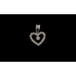 9ct White Gold And Diamond Heart Pendant Stamped 9k,