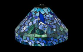 A Large And Impressive Reproduction Tiffany Lamp Shade Leaded and glazed shade of canopy form;