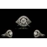 Art Deco Period - Superb Platinum Diamond Set Dress Ring of Attractive Design.