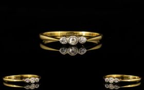 18ct Gold 3 Stone Diamond Set Dress Ring. Fully Hallmarked for 18ct. Ring Size - N.