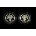 Two Royal Mint Silver Proof One Pound Coins Comprising 1987 silver proof piedfort coin.