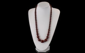 Early 20th Century Nice Quality Cherry Amber Graduated Beaded Necklace in excellent colour.