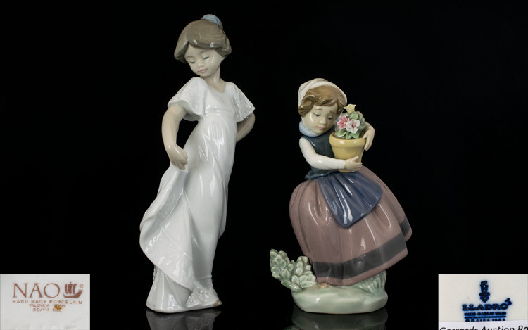 Lladro Hand painted Porcelain Figures. Comprises: 1. 'Spring is Here' Model No. 5223. Issued 1984-