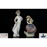 Lladro Hand painted Porcelain Figures. Comprises: 1. 'Spring is Here' Model No. 5223. Issued 1984-