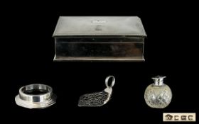 A Small Mixed Lot Of Silver And Metal Items To include cedar lined cigarette case - rubbed hallmark