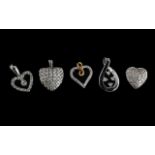 A Collection Of Six 9ct White Gold Diamond Set Charms Each hallmarked to bale,