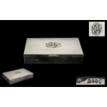 Victorian Period Superb Quality - Solid Silver Rectangular Shaped Hinged Box with Gilt Interior of