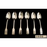 William IV Set of Six Silver Fiddleback Teaspoons of solid construction.
