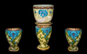 Minton Art Nouveau Majolica Glazed Jardiniere And Stand Early 20th Century floor standing planter