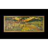 Impasto Oil On Canvas 'Pines Snowdonia' Signed Kazzia, 1960's canvas housed in gilt swept frame,