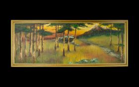 Impasto Oil On Canvas 'Pines Snowdonia' Signed Kazzia, 1960's canvas housed in gilt swept frame,