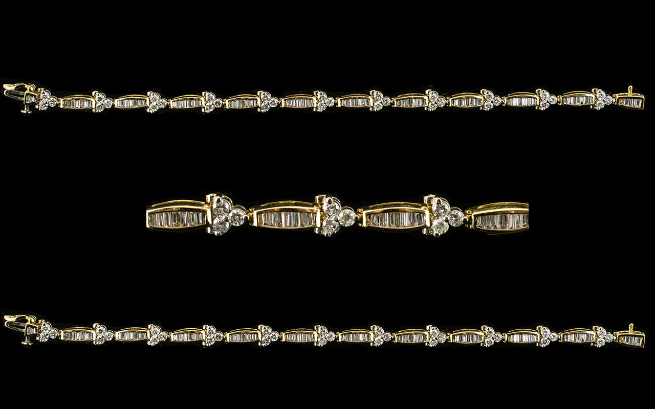 14ct White Gold Superb Baguette And Brilliant Cut Diamond Set Bracelet Fully hallmarked for 14ct,