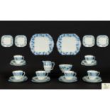 Fentons Bone China Art Deco Tea Service Pattern Number 6676 Comprising five cups saucers,