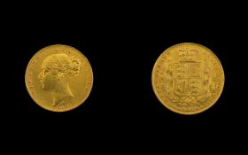 Queen Victoria 22ct Gold Young Head - Shield Back Full Sovereign - Date 1847.