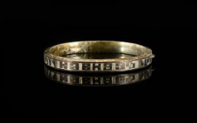 Antique Russian Silver Bangle Slim Bangle With Tongue And Box Clasp Fastening, The Outer Etched With