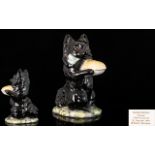 Beswick Beatrix Potter Figure ' Duchess ' Black Dog Holding a Pie, Modeller G. Tongue.