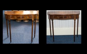 A Pair of Mahogany Console Tables - Shaped Fronts With Two Frieze Drawers Raised On Turned,