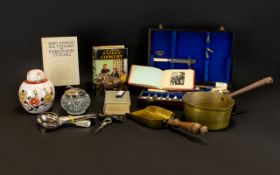 A Mixed Collection Of Cutlery Ceramics And Ephemera To include boxed canteen of cutlery,