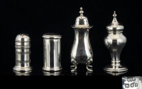 Antique Collection of Silver Pepperettes and Salt Pots ( 4 ) Four In Total,