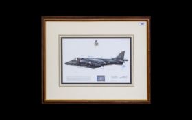 Aeronautic Interest Harrier 5 Squadron Signed Print Framed and glazed, signed by the squadron,