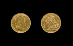 Edward VII - Superb 22ct Gold Full Sovereign - Date 1906, Melbourne Mint, Extremely Fine, E.