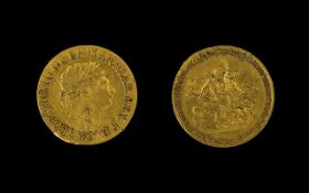 George III 22ct Gold Full Sovereign Dated 1820. London Mint. Slight damage to base of bust.