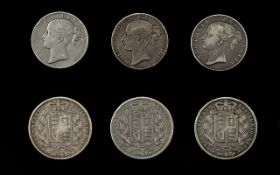 Queen Victoria - Early Young Head ' Scarce Type ' Silver Crowns ( 3 ) In Total.