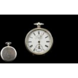 German - Silver Key-wind Open Faced Pocket Watch, Winner of Six Prize Medals for Quality. Marked 800