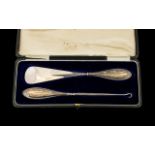 Early 20th Century Boxed Set or Silver Handle Shoe Horn And Silver Handle Button Hook.