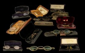 A Collection Of Victorian And Georgian Spectacles - Fifteen In Total. Some Gold Plated.