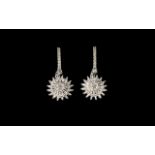 Diamond 'Sunflower' Drop Earrings,