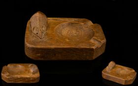 'Mouseman' Oak Ashtray By Robert Thompson Of Kilburn Of rectangular form with carved mouse