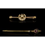 Two Antique Yellow Metal Pin Brooches The first,