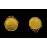 George II 22ct Gold Two Guinea's - Date 1739, Mounted - Which can Be Removed Quite Easily.