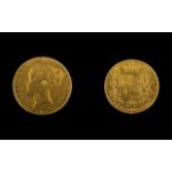 Queen Victoria 22ct Gold Young Head/Shield Back Full Sovereign - dated 1844. London mint, high grade
