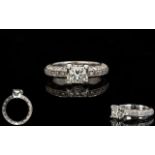 18ct White Gold And Diamond Set Contemporary Dress Ring Of Wonderful Quality And Design The central