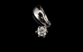 9ct White Gold And Diamond Pendant Single stone pendant with claw setting stamped 375