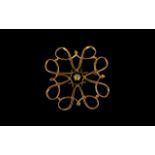 9ct Yellow Gold And Diamond Filigree Brooch Fully hallmarked,