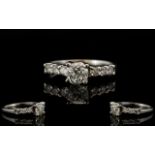 18ct White Gold Very Attractive and Pleasing Diamond Set - Ladies Dress Ring.