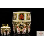 Royal Crown Derby Old Imari Pattern Table Single Gold Band 22ct Cigarette Lighter with Cover, Barrel