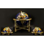 Decorative Gemstone Globe Gilt framed globe inlaid with various semi precious stones and gold tone