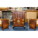 A Korean Medicine Chest In The Form Of A Temple Table Comprising 20 specimen drawers above two