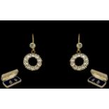 Edwardian Period Attractive Pair of 9ct Gold & Stone Set Earrings.