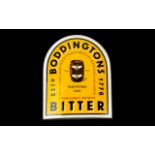 Advertising Display Shield Form Enamel Boddingtons Bitter Sign 14 1/2 x 12 inches, good condition,