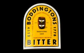 Advertising Display Shield Form Enamel Boddingtons Bitter Sign 14 1/2 x 12 inches, good condition,