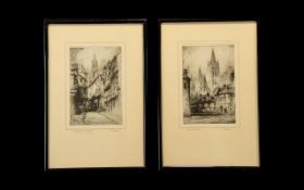 Featherstone Robson (1880-1936) A Pair Of Artist Signed Etchings Each framed mounted and glazed,