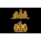 Vintage 9ct Gold Charms (2) of the 3 Wise Monkeys, 'See No Evil, Speak No Evil and Hear No Evil'.