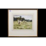 Emily Prowde ( Early 20 Century) Haymaking. Watercolour. 8" x 10.1/2" Signed.